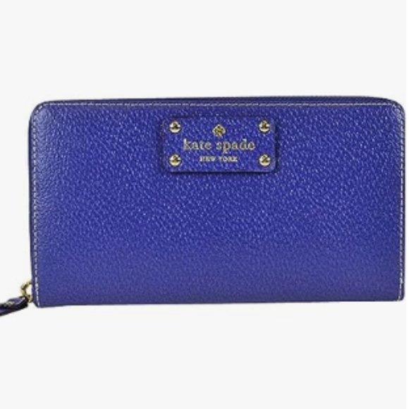 AuthentKate Spade New York Royal Blue NWOT Leather Continental zip around wallet - Picture 1 of 6
